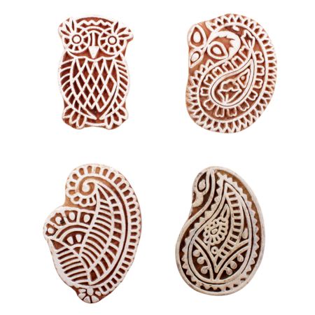 Set of 4 Piece New Mix Wooden Printing Block